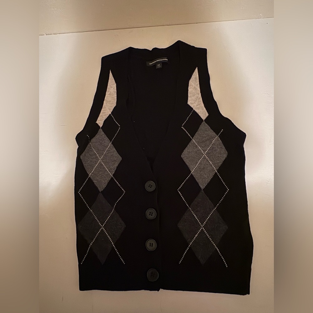 Express size xs Argyle Pattern Black and Gray Women's Sweater Vest